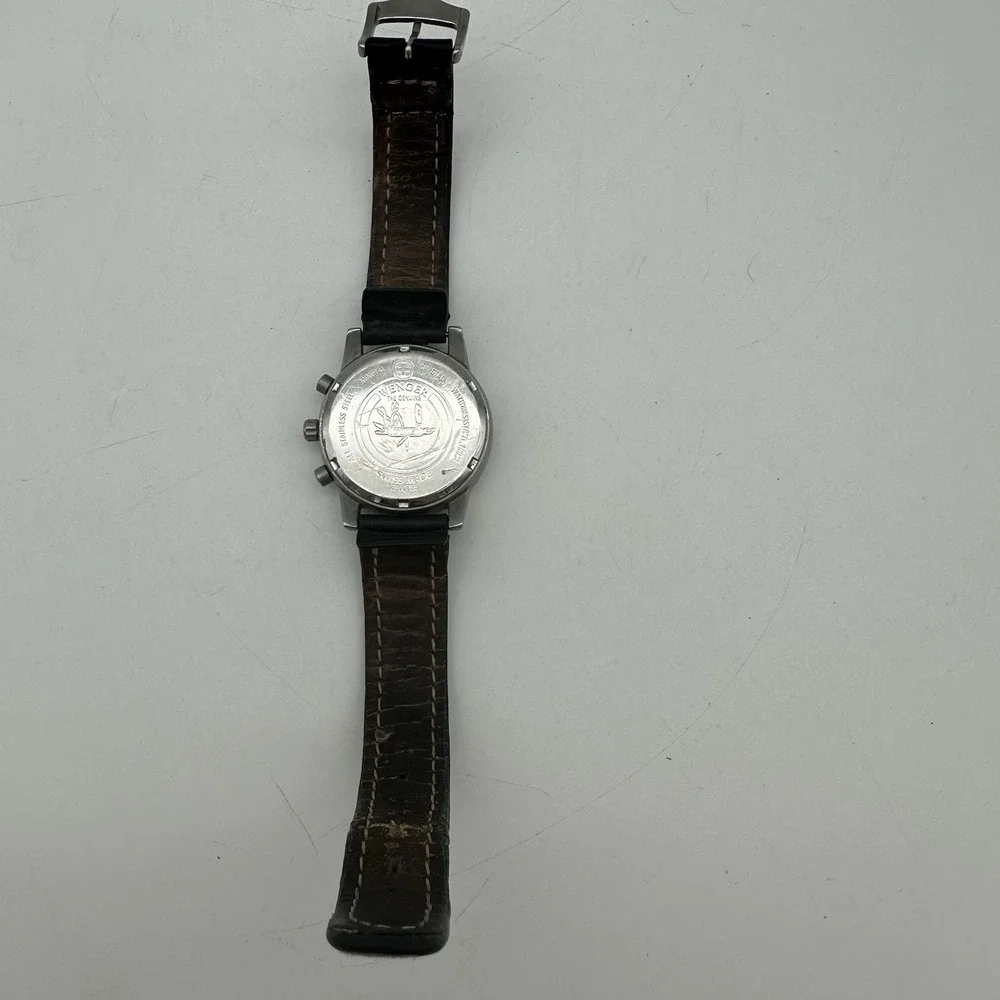 Vintage WENGER Commando Chrono SMT Design 536.0765 Black Men's Watch Black Band